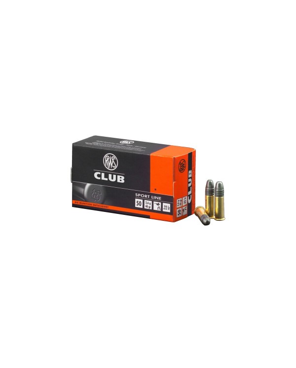 Cartridge RWS Club cal. 22 LR bullet LRN, weight 2.6 gr/40 gr