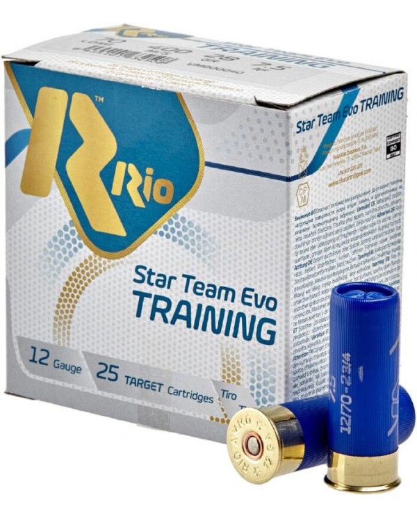 Патрон RIO Star Team EVO Training кал. 12/70 дріб № 7.5 (2,4 мм) наважка 28 р поч. швидкість 400 м/с