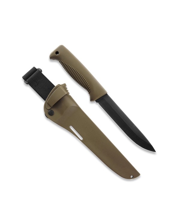 PELTONEN M95 KNIFE, PTFE TEFLON COATING, COYOTE, COYOTE COMPOSITE SHEATH